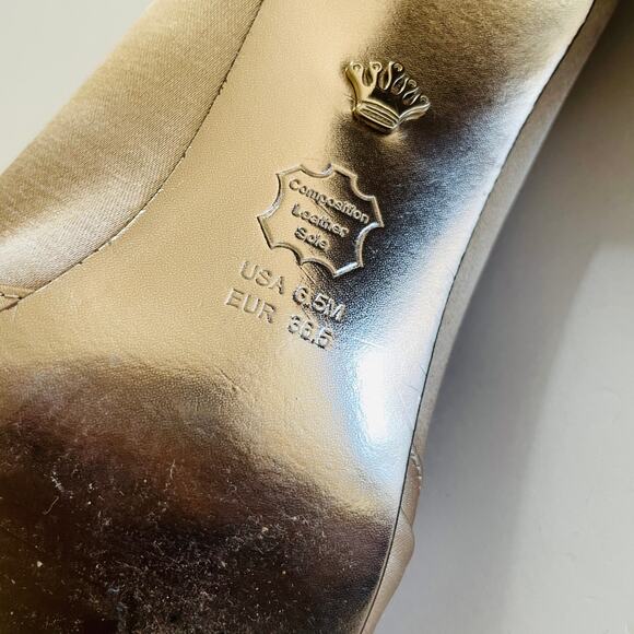 NEW Nina Rose Gold Satin Peep Toe Pumps Size 36.5 - Picture 6 of 7